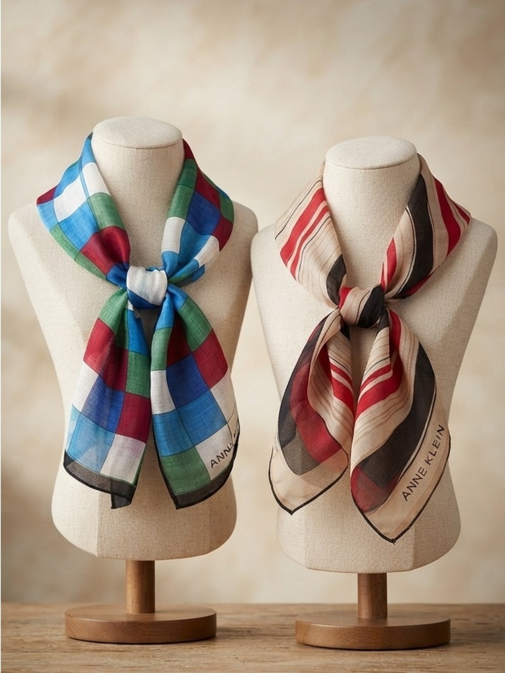 Bundle 2 Anne Klein Long Silk and Wool Scarves